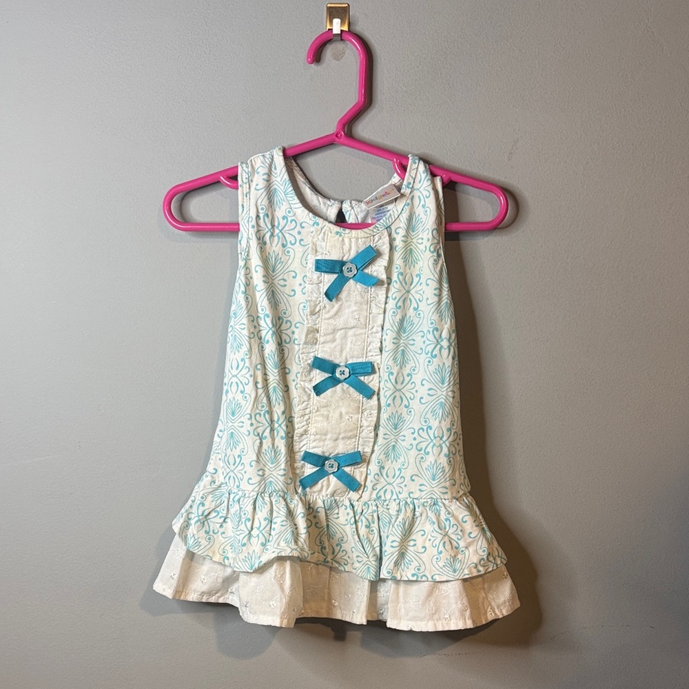 Kidgets white and Blue Patterned Dress